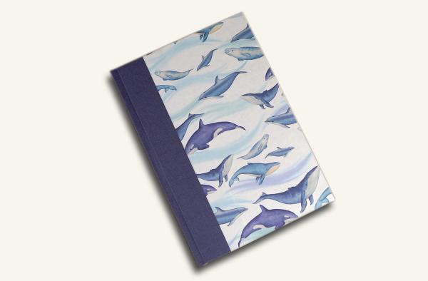 Black-book with whales, cloth spine blue